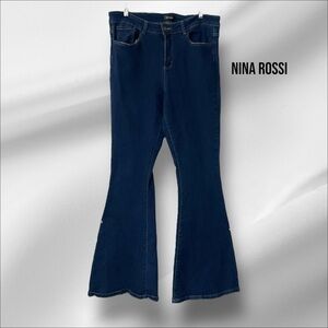 Nina Rossi Blue Jean SZ 16 Denim Wide Flare Leg Women Hippie‎ Streetwear Western